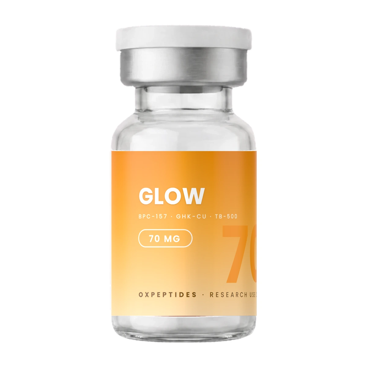 Glow peptide · Fiolka GLOW — liofilizat, etykieta OXpeptides
