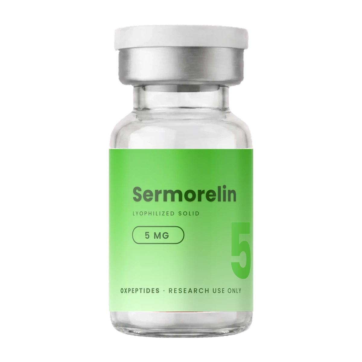 Sermorelin · Fiolka Sermorelin — liofilizat, etykieta OXpeptides