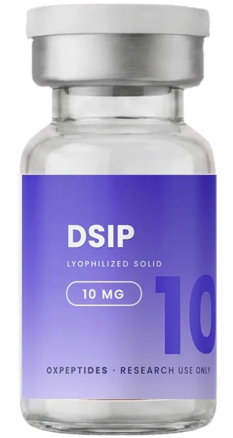 DSIP 10 mg — zapieczętowana fiolka z liofilizatem, etykieta DSIP